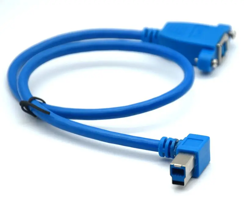 USB 3.0 90 laipsnių Teisė B Male į USB 3.0-B Female Adapter Connector Keitiklio Kabelį Su Varžtu Panel Mount Skylių 50cm