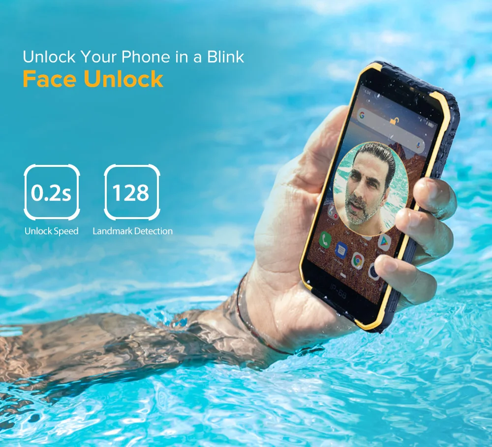 Ulefone Šarvai X6 IP68/IP69K Vandeniui Tvirtas Telefonas MT6580 Android 9.0 Face ID Atrakinti 4000mAh 8MP 16GB 2GB ROM 3G Pasaulio Versija