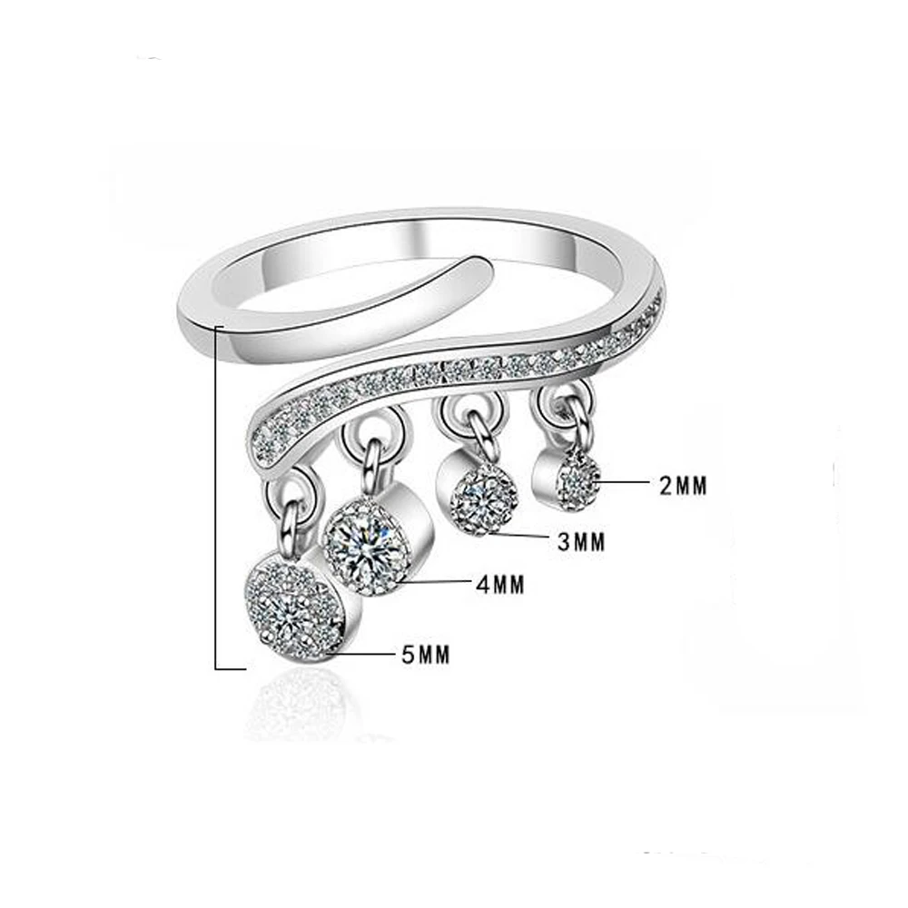 Utimtree Išskirtinį Mados 925 sterlingas sidabro CZ Cirkonis Atidaryti Žiedai Kutas Pakabukas Reguliuojamas Žiedas Moterims, Šaliai, Papuošalai