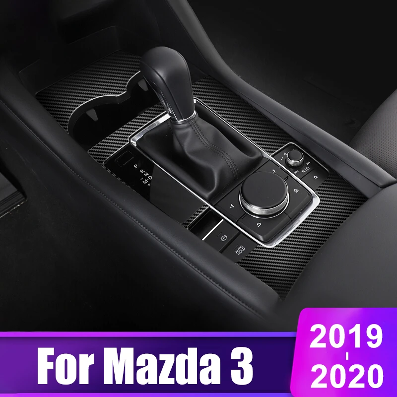 Už Mazda 3 Alexa 2019 2020 iš Nerūdijančio Plieno, Anglies pluošto Pavarų Perjungimo Langelį Skydelio Dangtelį Automobilių Vandens Puodelio Laikiklis Lipdukas Priedai