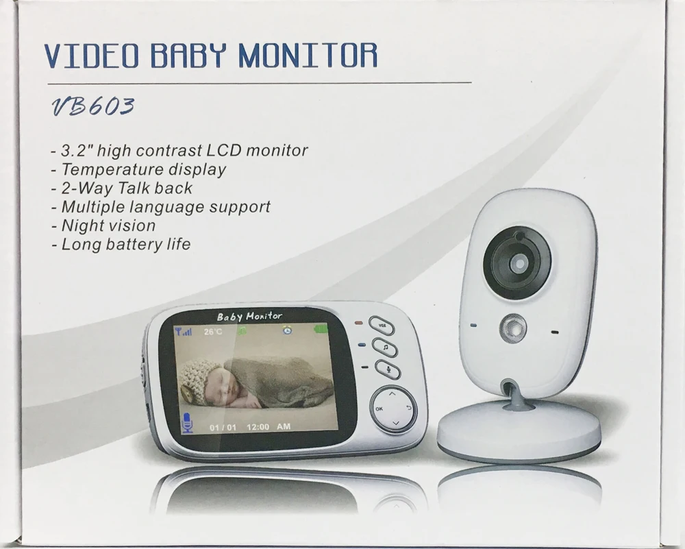 VB603 dvipusis Garso Ryšys 3.2 colių 2.4 G Bevielio Vaizdo Kūdikio stebėjimo Naktinio Matymo LCD Ekranas Temperatūros Stebėti Saugumo Priežiūros Kūdikių