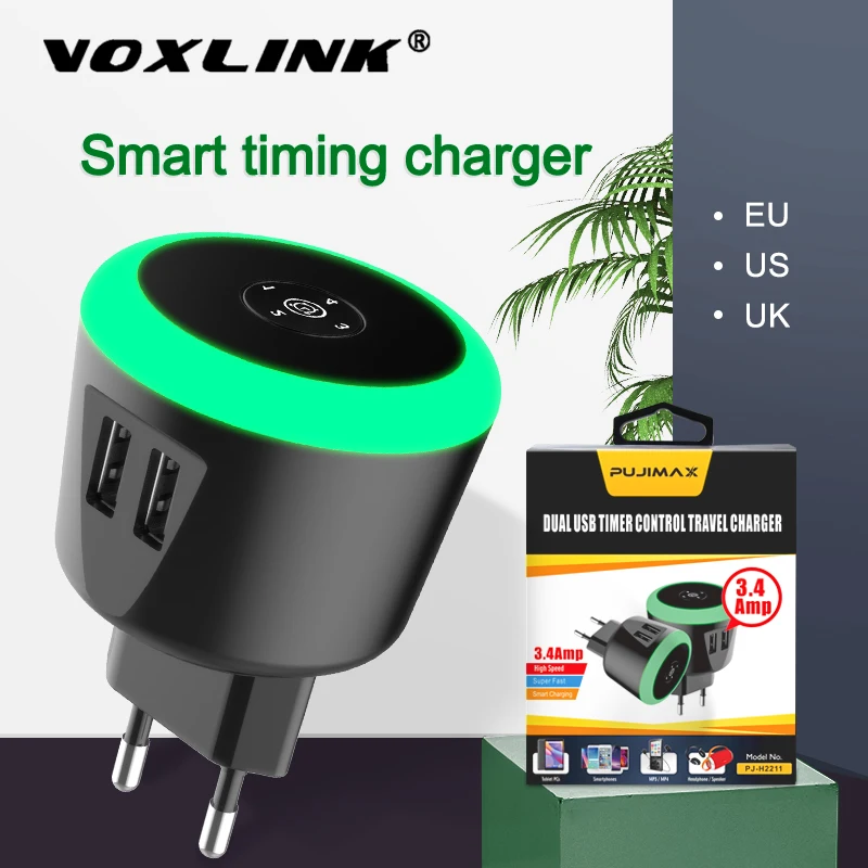 VOXLINK USB Įkroviklis 5V2.4A LED Laikmatis Kontrolės Smart kelionės indukcinis įkroviklis Įkrauti iPhone xs 