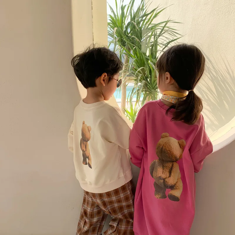 Vaikai, Brolis ir Sesuo Drabužius korėjos ilgomis Rankovėmis Animacinių filmų Hoodies Vaikų Laisvalaikio Mezgimo Megztinis Palaidinukė Apranga 2T-7T