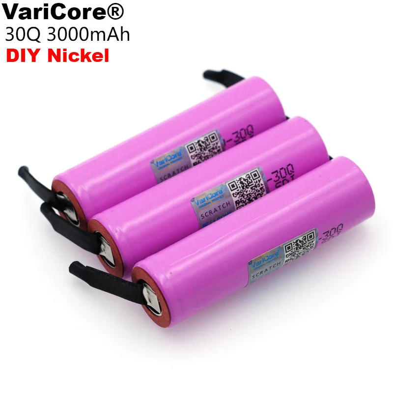 VariCore Originalus Prekės ženklo naujų ICR18650 30Q daugkartinio Įkrovimo baterija 3000mAh, li-lon baterijos + PASIDARYK pats Nikelio