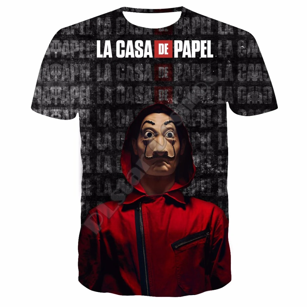 Vyrų Marškinėliai Juokinga Dizaino La Casa De Papel Marškinėliai Vyrams 3D Atspausdintas Vyrams trumpomis Rankovėmis Namas Popierius, T-Marškinėliai, Topai Hip-Hop Marškinėliai