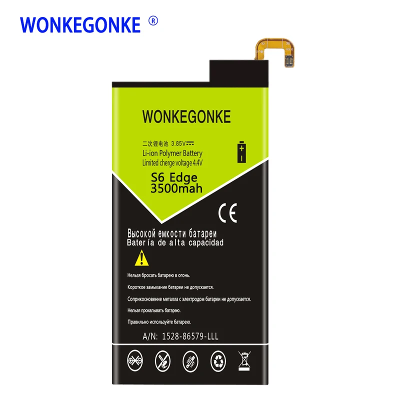 WONKEGONKE EB-BG925ABE Baterijos Samsung GALAXY S6 Krašto S6E G9250 G925F G925FQ G925S G9200 G9280 Baterijų Bateria