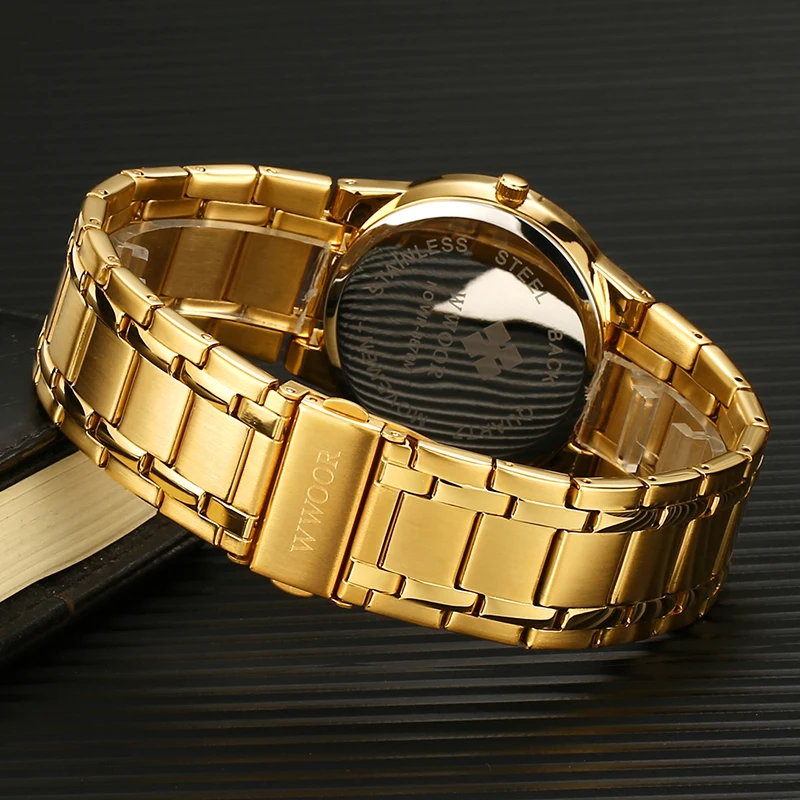 WWOOR 2020 Aukso Rankiniai Laikrodžiai Mens Kvarco Žiūrėti Prabangos Prekės Nerūdijančio Plieno Deimantų Verslo Suknelė Žiūrėti Vyrui atsparus Vandeniui Laikrodžiai