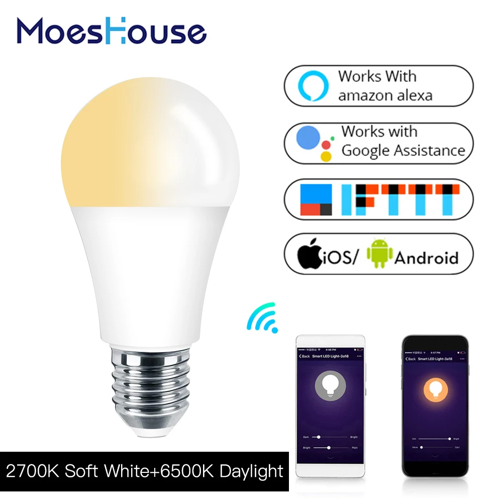 WiFi Smart Lemputė LED Lemputė 7W Minkštos Baltos spalvos, Dienos šviesoje 