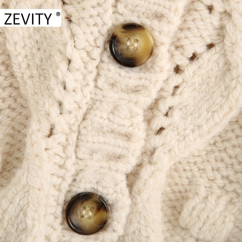 ZEVITY Naujas moterų mados v kaklo drugelio rankovės twist mezgimo atsitiktinis plonas megztinis moteriška tuščiaviduriai iš krūtinėmis megztinis viršūnes S373