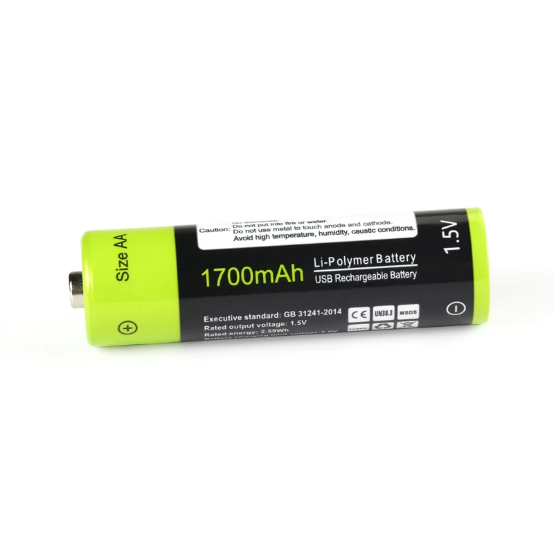 ZNTER AA 1,5 V 1700mAh Baterija 2/4 vnt USB Greita Įkrovimo Įkraunama Ličio Polimero Baterija Įkrauta Micro USB Kabelio