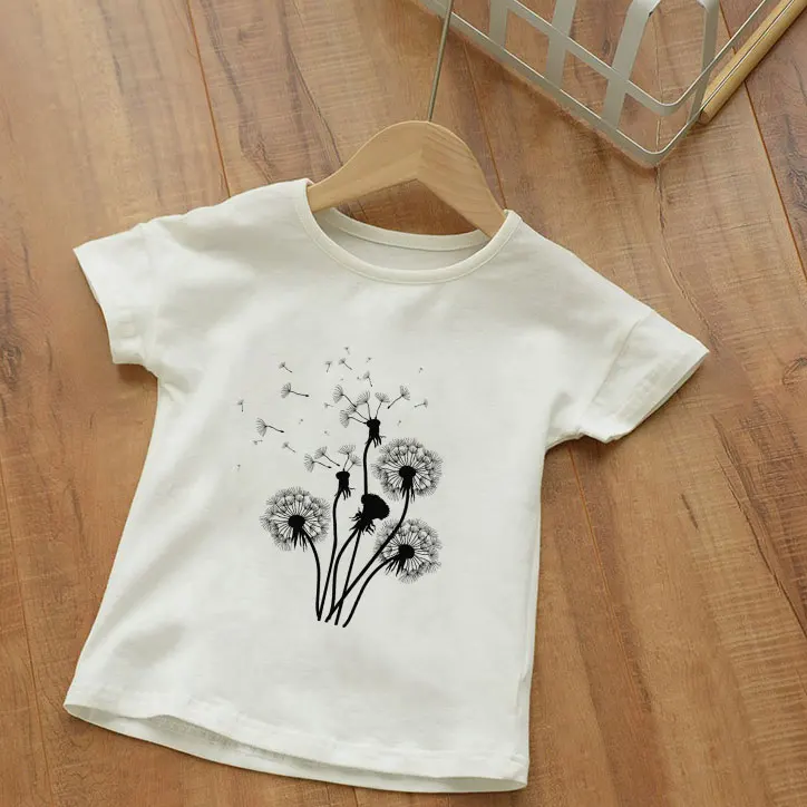 ZZSYKD T-shirt Vasaros Berniukas Marškinėlius 2020 NAUJŲ Augalų, Gėlių Tapybos Harajuku Kawaii Merginos Viršūnes Atsitiktinis Vaikų Drabužių Unisex Jaukus