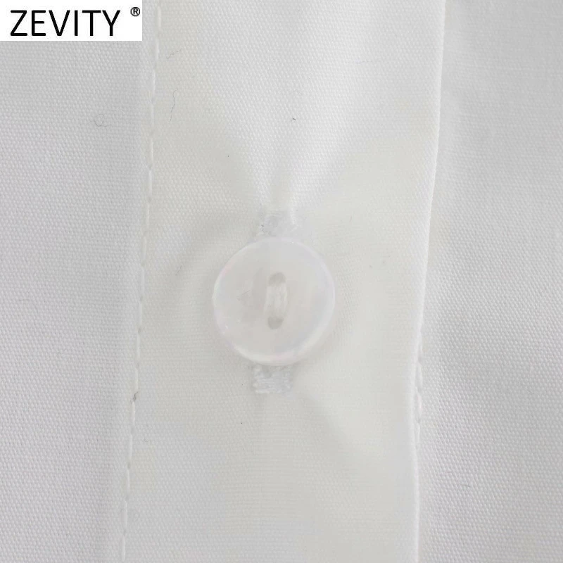 Zevity Naujų Moterims, Elegantiškas, Kietas Raukiniai Balta Smock Palaidinė Office Ponios Vieną Krūtinėmis Verslo Marškiniai, Elegantiškos Blusas Viršūnes LS7436