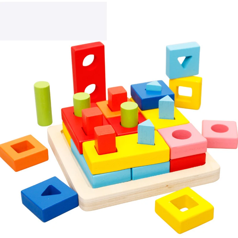 Žaislai Geometrinis Medinių Blokų Forma Surinkti Valdybos Montessori Mokymo Simpatijų Švietimo Statybos Smulkinimo Blokas Rungtynės Žaislas