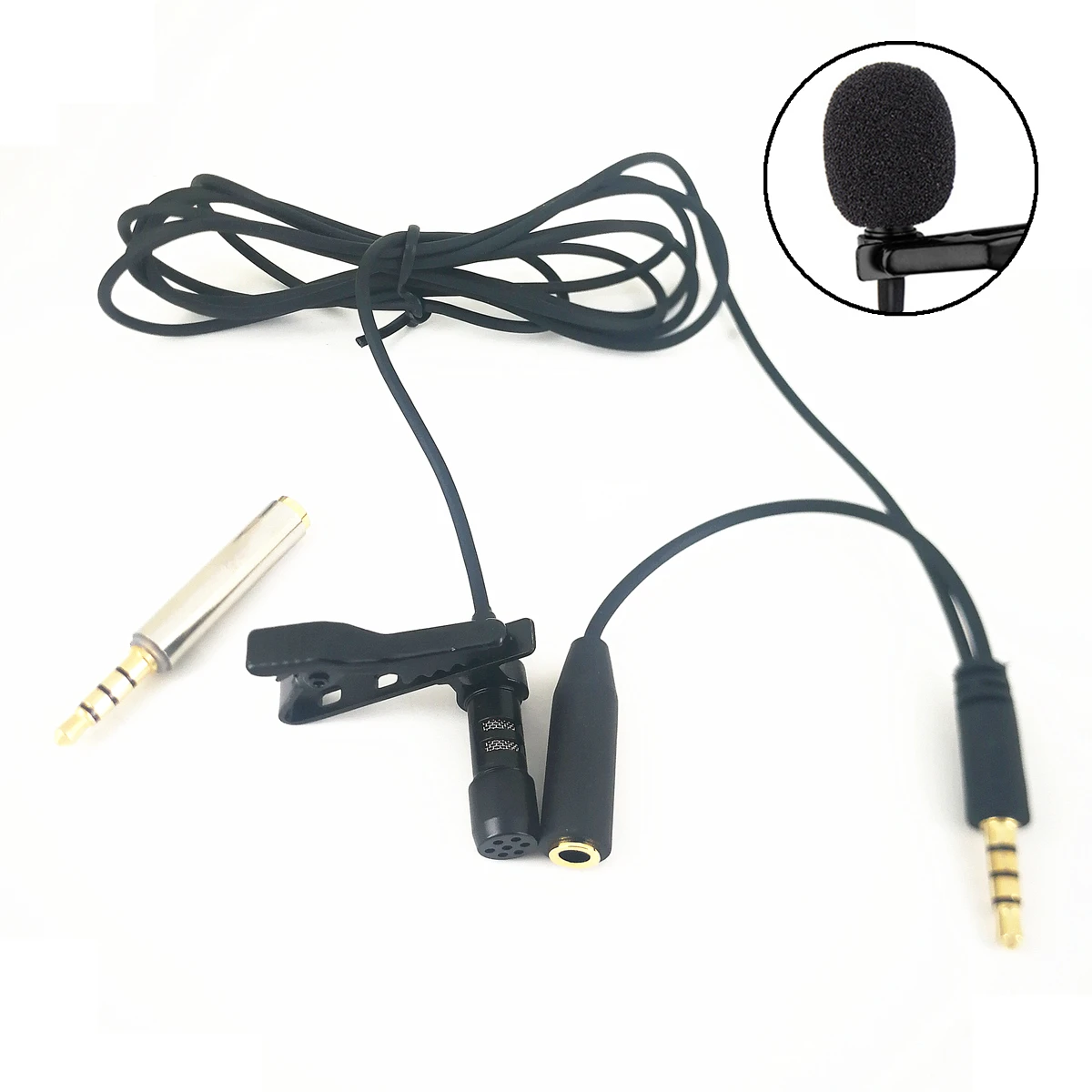 1,5 m Įrašą Susieti Atvartas Apykaklės Lavalier Microphone su Ausinių Lizdas 3,5 mm 