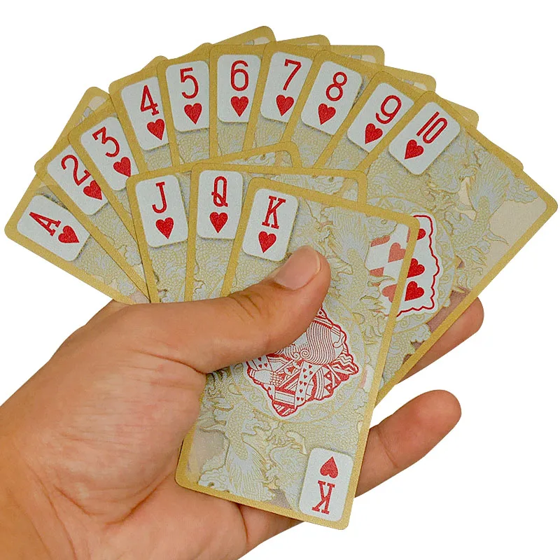 1 Gabalas RAUDONA/JUODA Plastikiniai PVC Pokerio Vandeniui Skaidriais Aukso Drakonas Modelis Kortos Kūrybos Dovana Pokerio