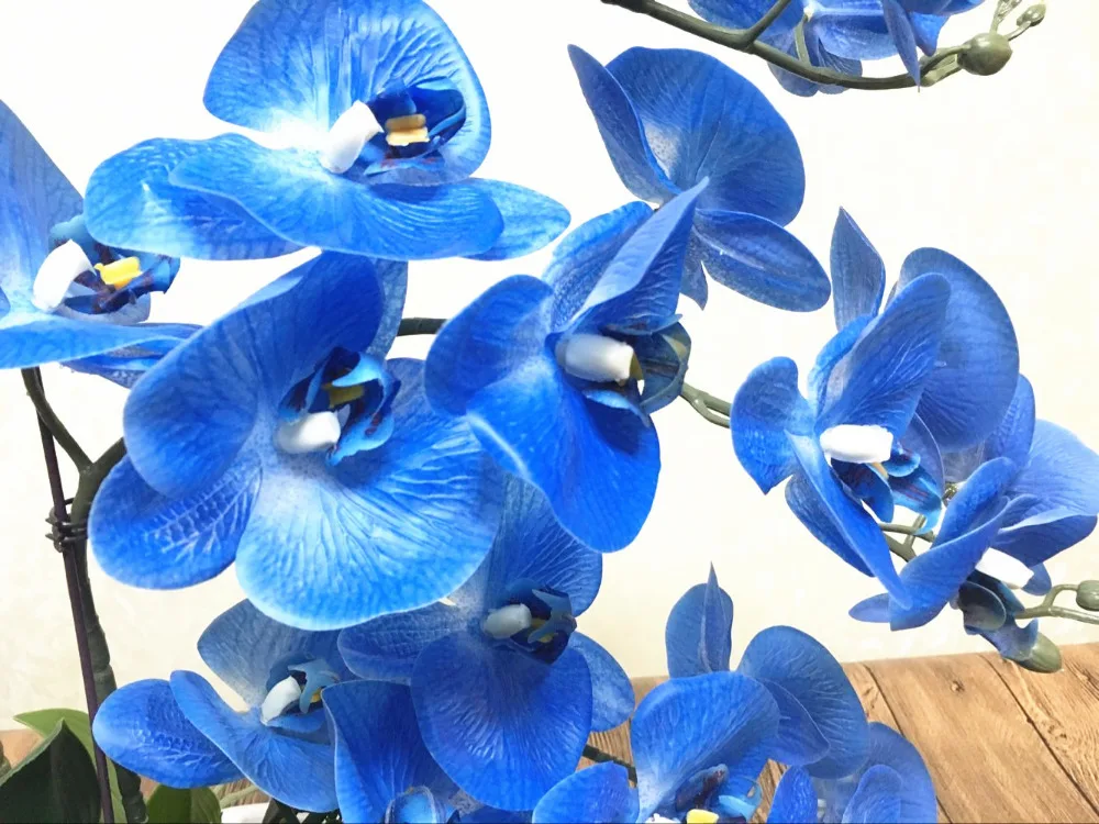 1 set blue Phalaenopsis susitarimą dirbtinių gėlių aukštos kokybės orchidėja nekilnojamojo touch namų puošybai gėlių meno dovana