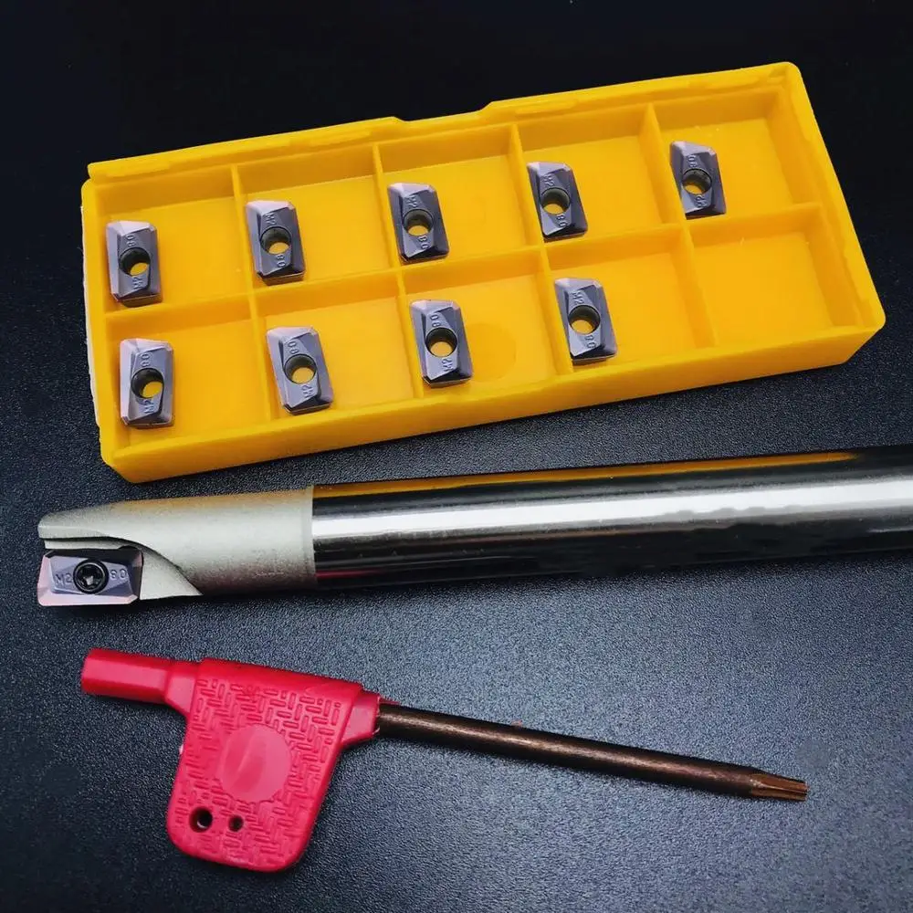 10VNT APMT1135 M2 karbido tekinimo įrankis + 1PCS 10mm frezavimo cutter BAP300R C10-10-120-1T paviršiaus CNC frezavimo pjovimo frezavimo cutter