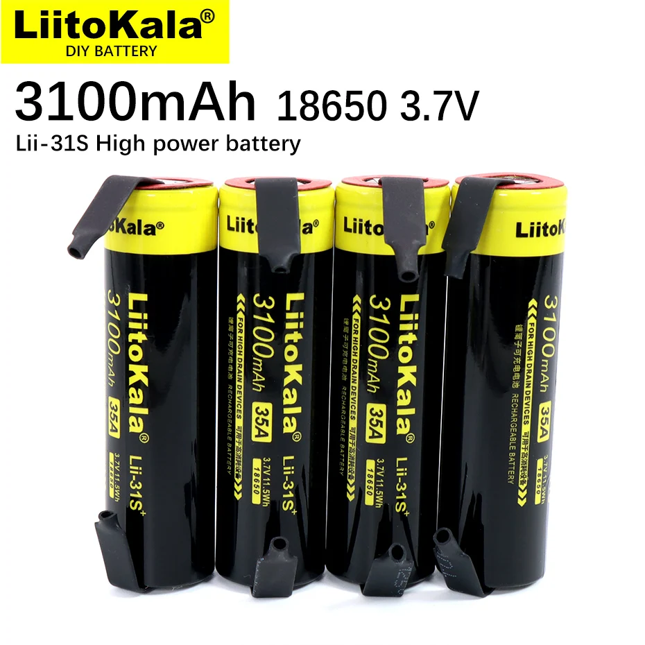 10VNT LiitoKala Lii-31S 18650 Baterija 3.7 V/4,2 V Li-ion 3100mA 35A Galios daugkartinio Įkrovimo baterija didelės drenažo įrenginius+PASIDARYK pats nikelio