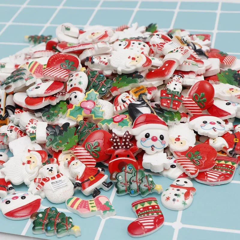120pc Animacinių filmų Derinys Stiliaus Kalėdų Dervos Flatback Cabochon Kalėdos Medžių Sniego Batus Dovanų Animacinių filmų Scrapbooking Apdailos Amatų