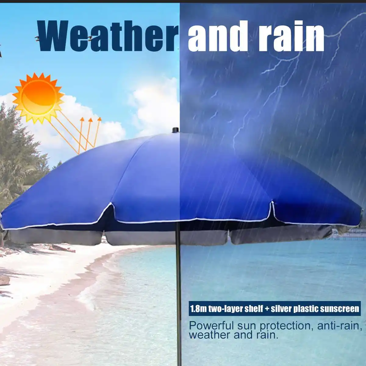 180cm Paplūdimio Skėtis Spalvinga Mėlynos Nešiojamų Lauko Sodo Skėtis Žvejybos Sodo skėtį nuo saulės Sun Pastogės Lauko Skėtis