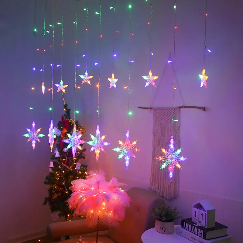 2,5 M LED North Star Užuolaidų Lemputė 220V ES Kalėdinė Girlianda 