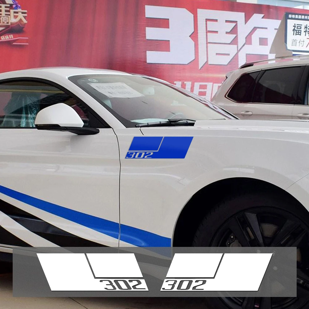 2 vnt Automobilių Stilius Atspindintis Vinilo Kapoto Sparno Pusės Bamperio Lipdukas 302 Grafinis Lipdukai Ford Mustang-2017 Priedai