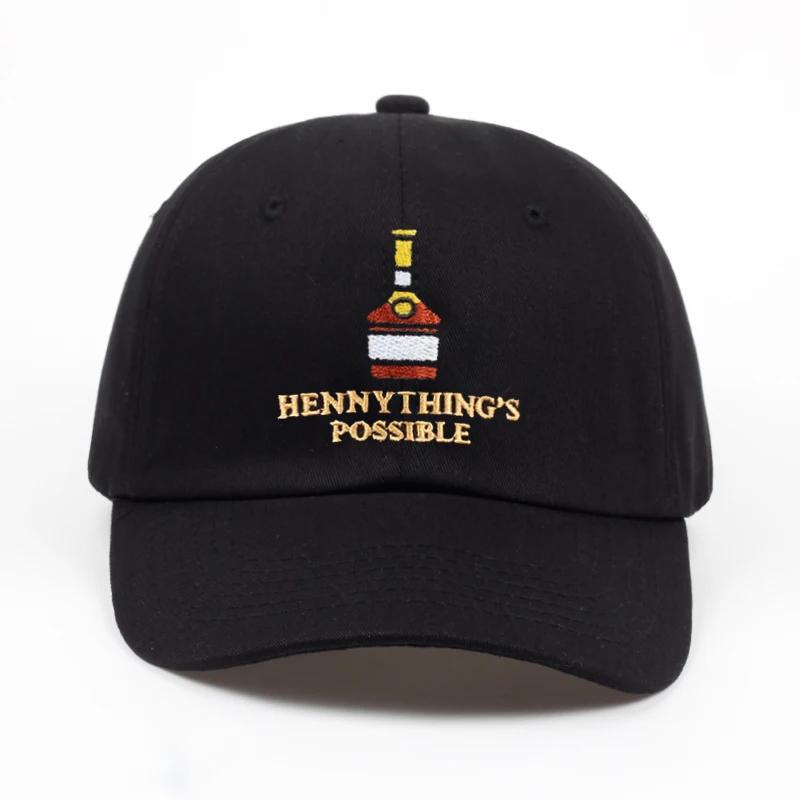 2018 naujas kurių henny Vyno butelis siuvinėjimo Tėtis Skrybėlę vyrai moterys Beisbolo kepuraitę reguliuojamas Hip-hop snapback cap skrybėlės