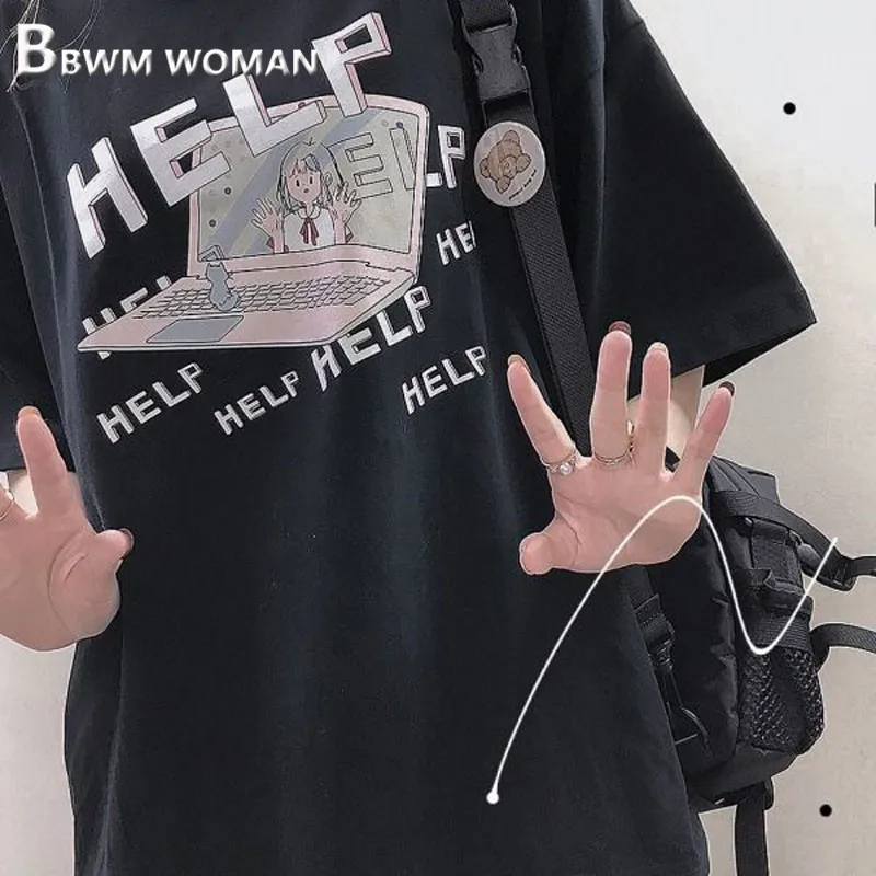 2019 Harajuku Kompiuterio ir Abėcėlė Spausdinti Moterų Marškinėliai Mados Moterų Tee Marškinėliai