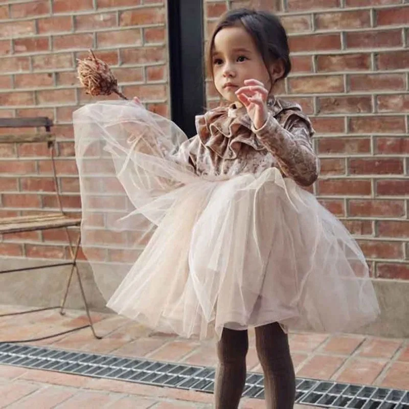 2019 Naujas Princesė Mielas Šiltas Kūdikiui Baby Girl Aksomo Suknelė Golfo Pynimas Kietas Nėrinių Tutu Suknelė 
