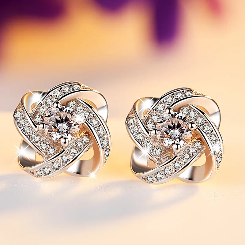 2019 Vestuvių Papuošalai Rinkiniai 925 Sterling Silver Crystal Kryžiaus Dobilų Gėlių Karoliai Moterų Vestuvių Papuošalai Bijoux