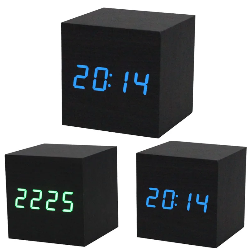 2019 garso Kontrolė Signalizacija Medienos cube Laikrodis LED Kalendoriaus Kūrybos ekranas Miegamasis Studentų stalo žiūrėti