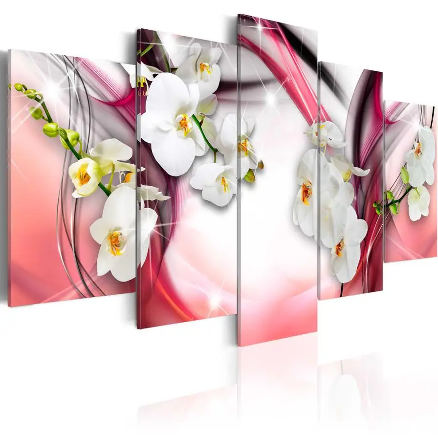 2020 HD 5VNT/Set Raudona Violetinė Balta Orchidėja, Gėlių Menas Spausdinti Frameless Drobės Tapybos Sienos Nuotrauka Namų Puošmena,be Rėmelio