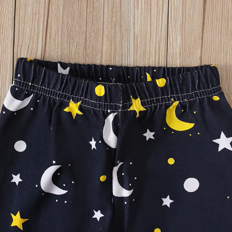 2020 m. Rudenį Kūdikių Vaikai Pelėda Moon Star spausdinti Pižama Komplektas 2vnt Berniukų, Mergaičių Viršuje Kelnės Mielas Tracksuit