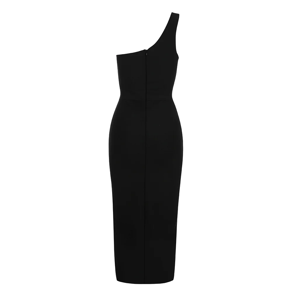 2020 metų vasaros moterų aukštos kokybės juoda tvarstis suknelė seksualus off-pečių padalinta ir blauzdos suknelė klubo šalis suknelė vestidos