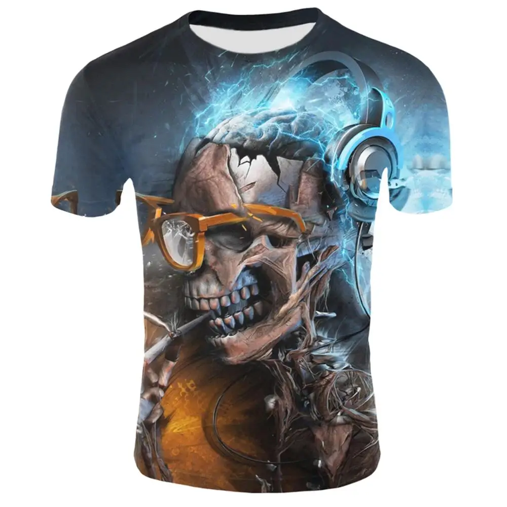 2020 vyriški T-shirt Vasaros Kaukolė 3d Spausdinimo vyriški trumparankoviai marškinėliai Mados Lokomotyvų Retro Atsitiktinis Hip-hop ' o T-shirt
