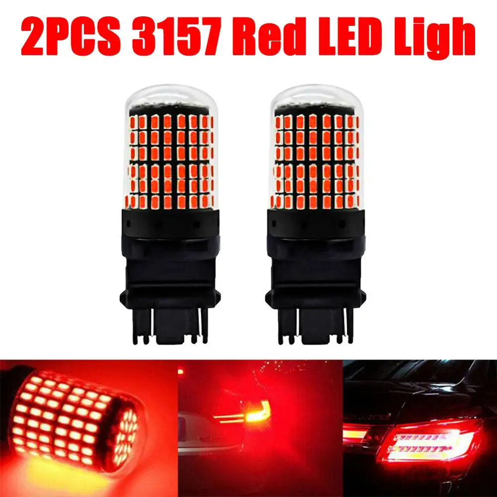 2vnt 3157 T25 Raudona Canbus LED Lemputes Klaidų Užpakaliniai Žibintai Auto Automobilio Posūkio Signalo Stovėjimo Žibintai 3014 144 SMD