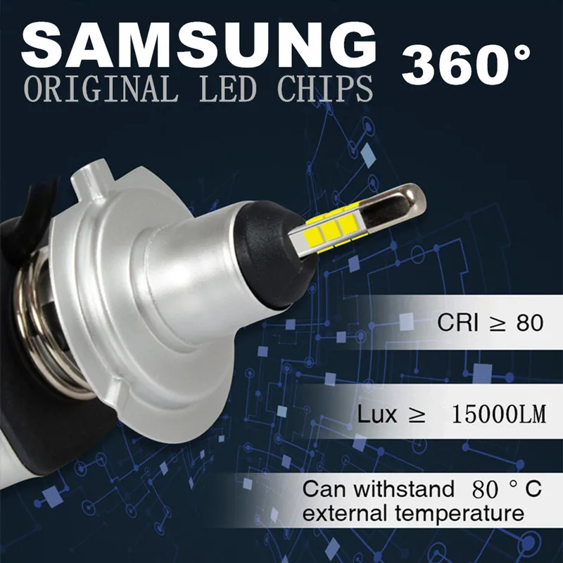 2vnt H7 LED Žibintų Lemputės H4 Led H11 H1 9005 9006 D2S D3S D1S 