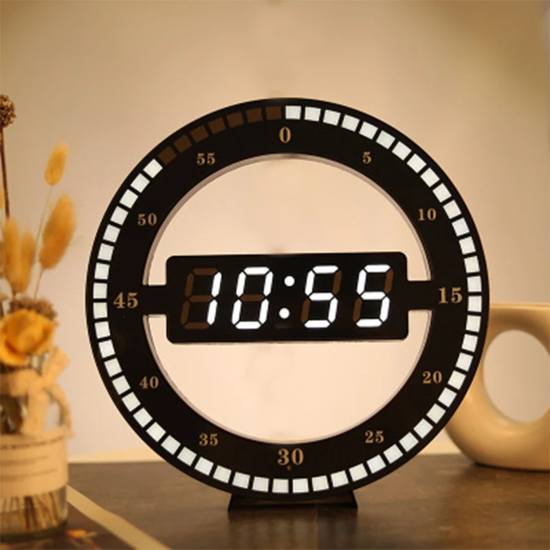3D Skaitmeninis LED Sieninis Laikrodis Elektroninis Naktį Švyti Turas Sieniniai laikrodžiai Juodos Automatiškai Reguliuoti Ryškumo LED Stalinis Stalo Laikrodis