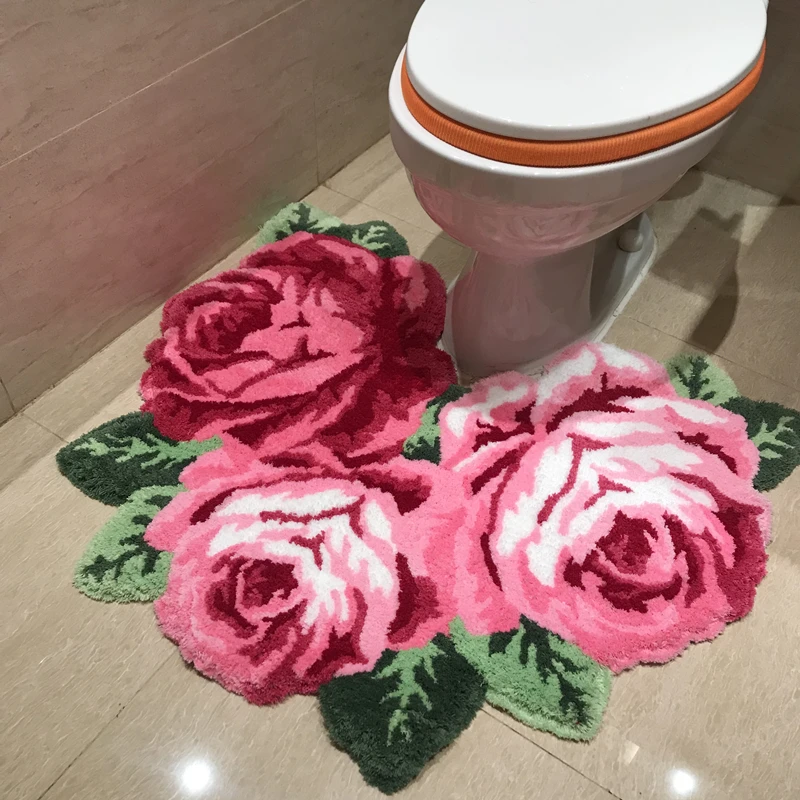 3D raudona rožė, kiliminė danga, vonios kilimėlio už bethroom svetainės kilimą, rausva rožė gėlių kilimų kilimėlių vonios kilimėliai anti-slip