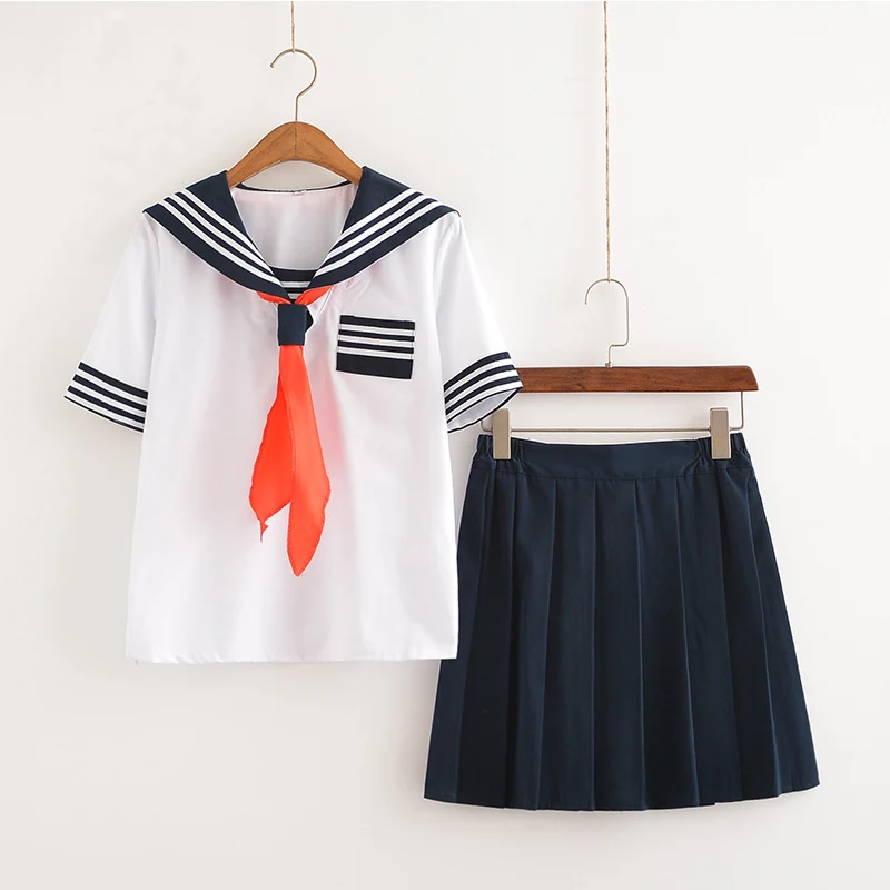 3pcs/set Mergaitės Japonų Mokyklos Sailor Vienodas Hell Girl Mados Mokyklos kurso, karinio jūrų Laivyno Jūreivis mokyklines Uniformas Cosplay Kostiumas U017