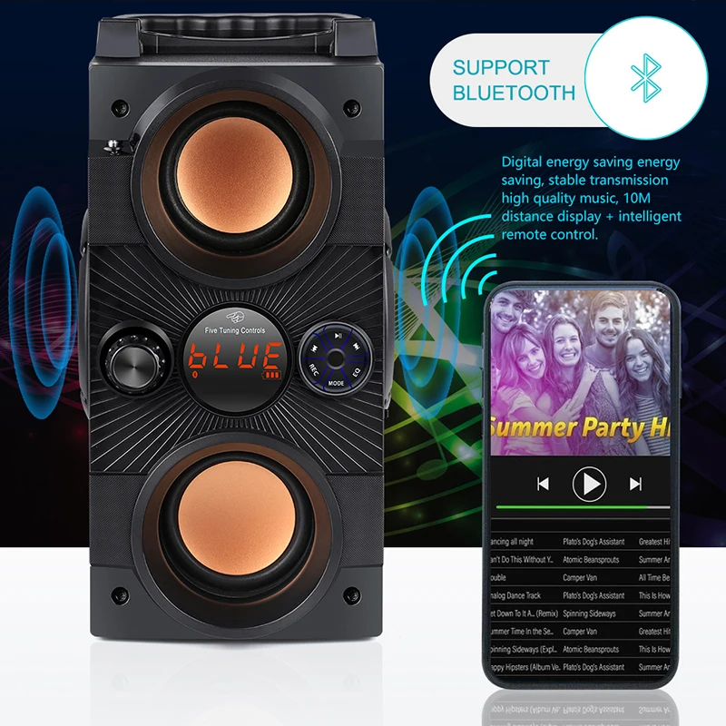 40W Didelės Galios Portable Bluetooth Speaker Lauko Belaidis žemų dažnių garsiakalbis Boombox Kolonėlę Garso Muzikos Centro Parama AUX TF FM Radijas