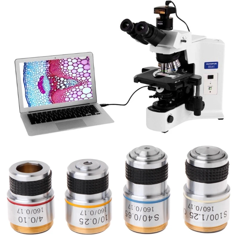 4X 10X 40X 100X Achromatinis Tikslas Objektyvas Biologinis Mikroskopas 185