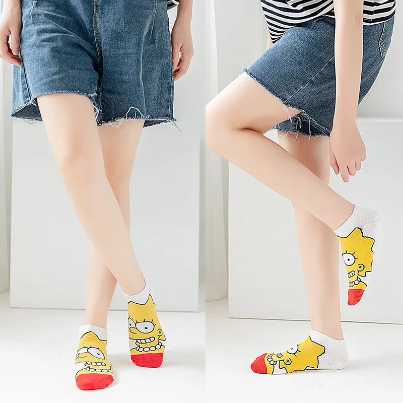 5 Poras 1 Daug Kojinės Moterų Animacinių Filmų Simpsonų Kojinių Rinkinį Harajuku Kawaii Mielas Kojinės Pack Medvilnės Juokinga Kojinių Moteris Sox Soks Streetwear