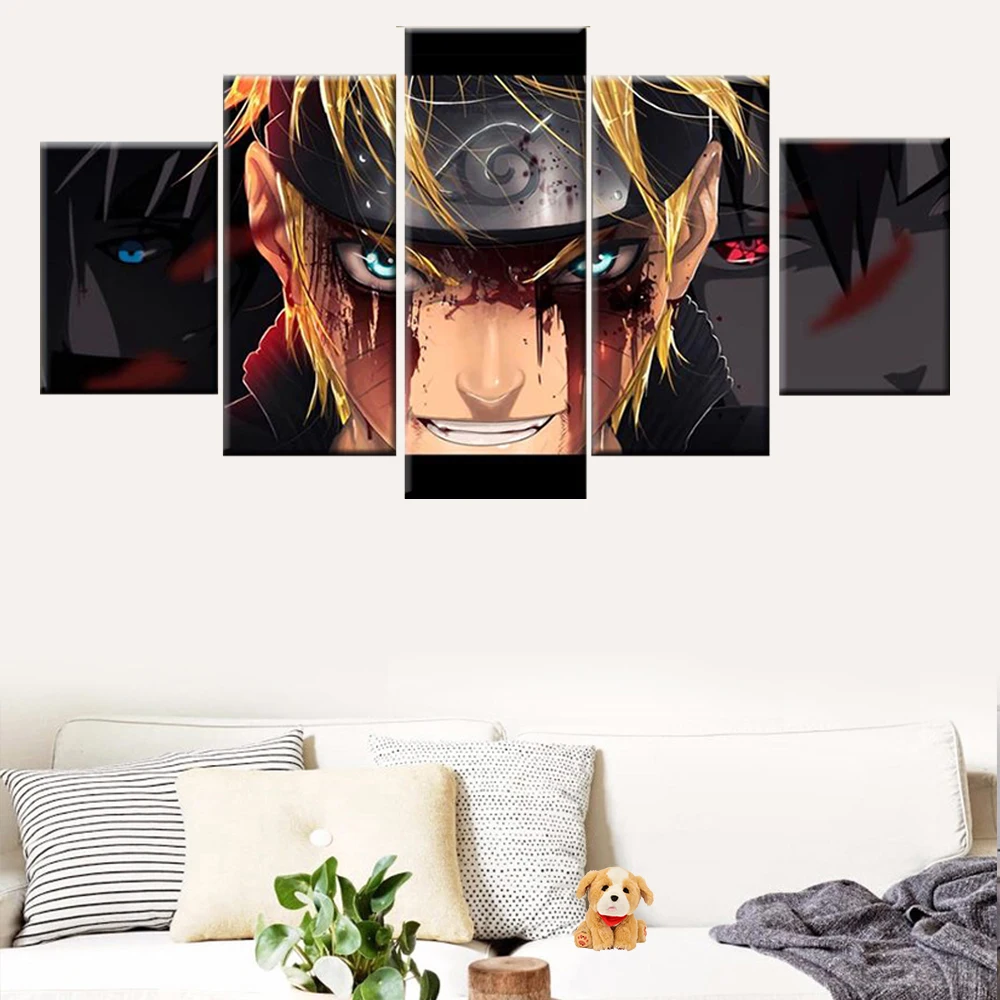 5 skydelis Naruto pav plakatas, tapyba, drobė, tapyba kambarį miegamojo sienos meno HD spausdinimo freskos