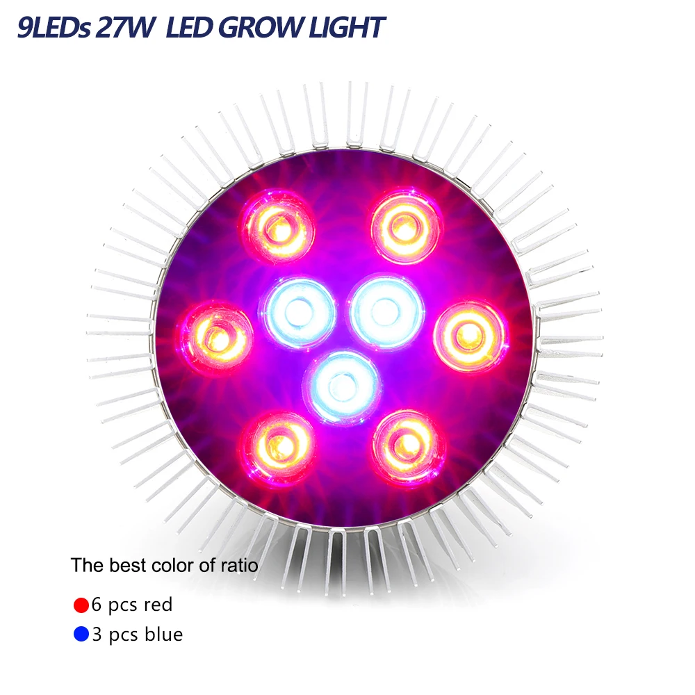 54W Visą Spektrą E27 Led Grow Light Šilta Šviesa Phytolamp Augalai, Patalpų Hydroponics Augalų Sėklos, Gėlių Šiltnamio efektą sukeliančių