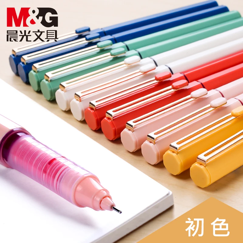 6/12PCS M&G Anksti Spalva Serijos Tiesiogiai-skystis-roller Pen 0,5 mm Gelio Rašiklis Pasirašymo Pen