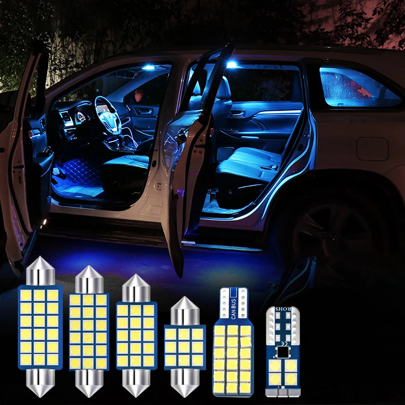 6pcs Auto LED Lemputės Automobilių Salono Šviesos Rinkinys Dome Skaitymo Lemputė bagažo skyriaus Žibintus, Nissan X-Trail X Trail t31 2008-2013 Priedai