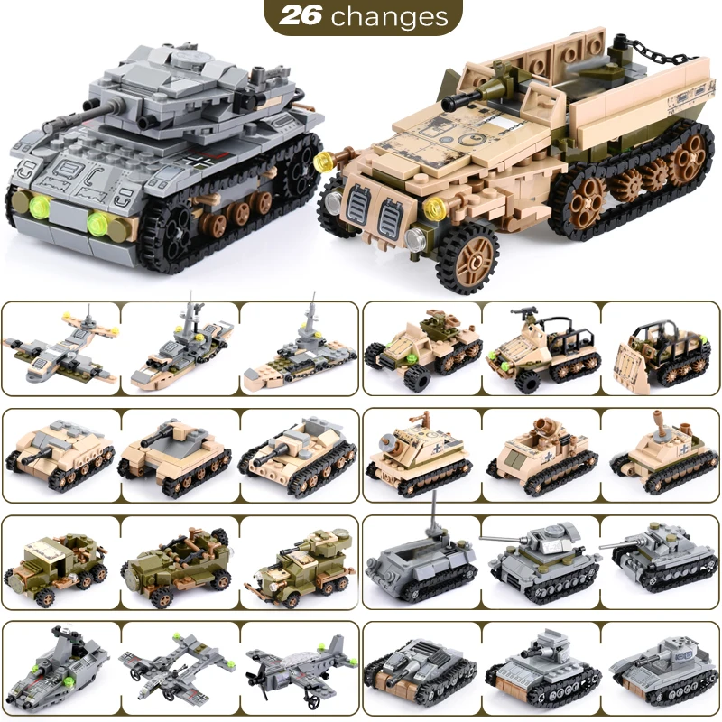 8 2 1061Pcs Armijos Tankas Blokai Empires Plieno įrangos pardavimas, biuro įrangos Blokai Karinės Transporto priemonės, Automobilių Žaislai Plytos