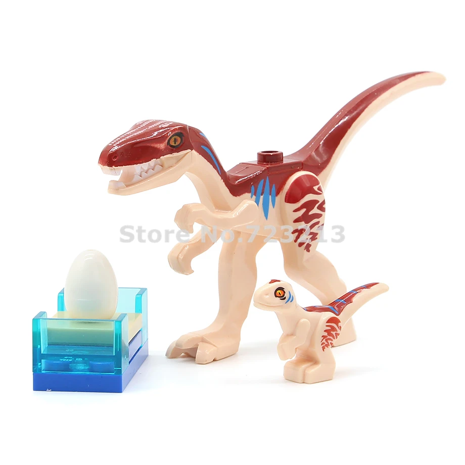 8pcs Jurrassic Pasaulio Velociraptor su Kiaušinių Juros periodo Dinozaurų Rinkinys, Statyba Blokai Modelis SS Švietimo Žaislai Vaikams