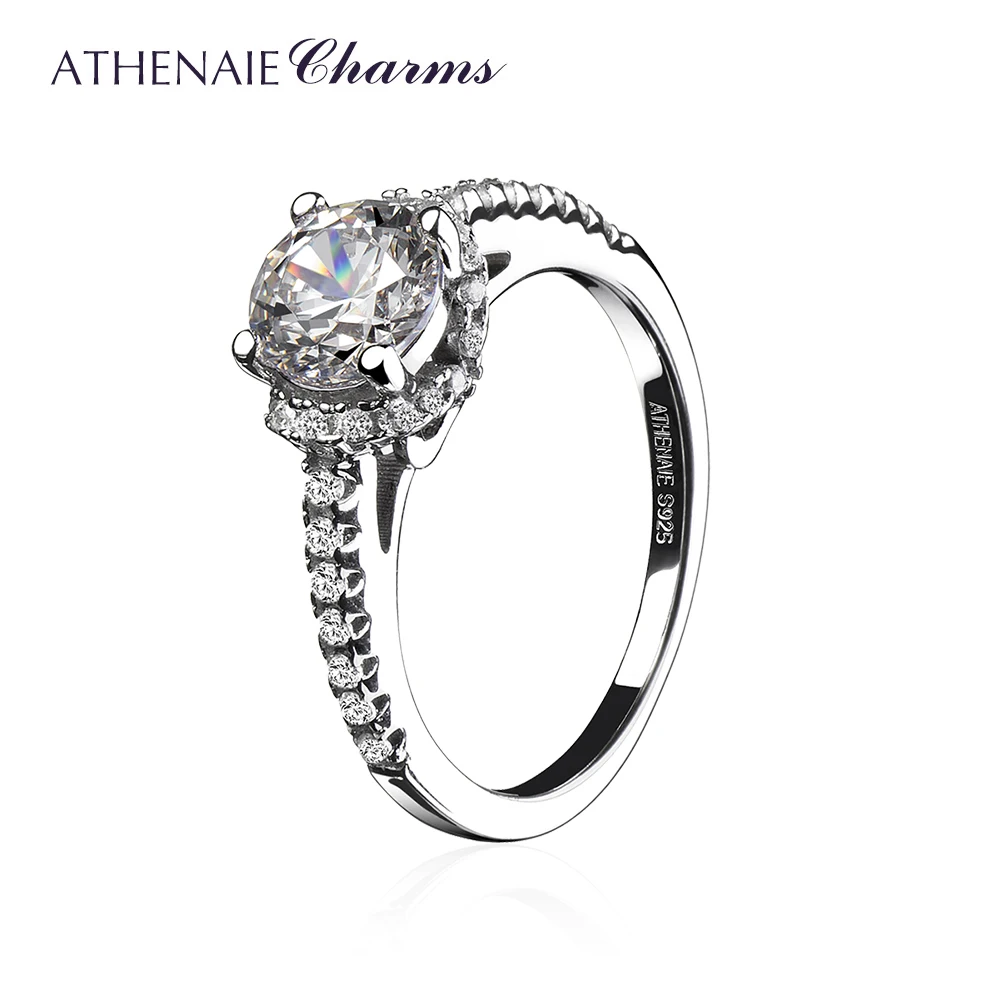 ATHENAIE 925 Sterlingas Sidabro blizga CZ Klasikinės Elegancijos stilingas motinos Žiedą, Moterims anillos mujer Dalyvavimas Pardavimo 2018